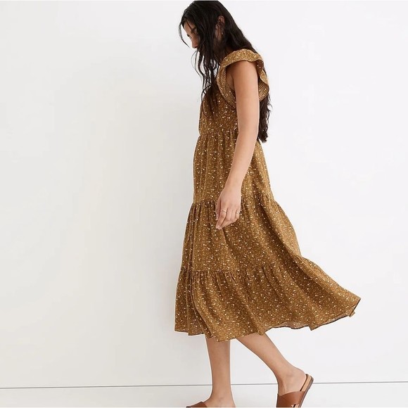 Madewell Ruffle-Sleeve Tiered Midi Dress in Daisy Stitch - Picture 10 of 10
